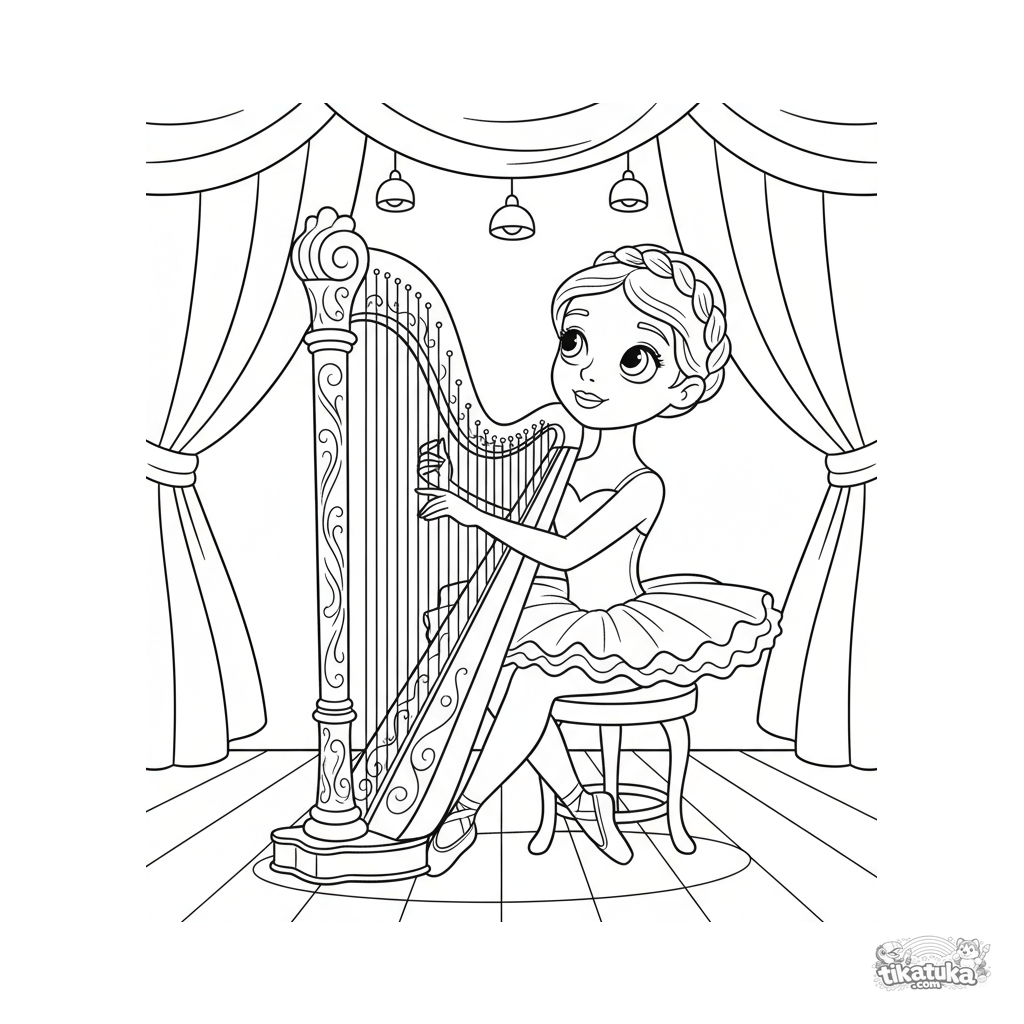 Bailarina com Harpa no Palco