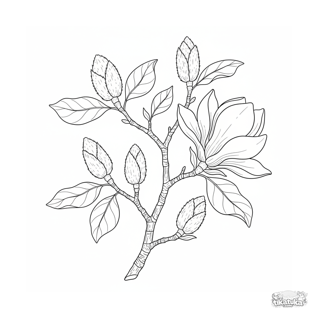 Ramo de magnólia com botões