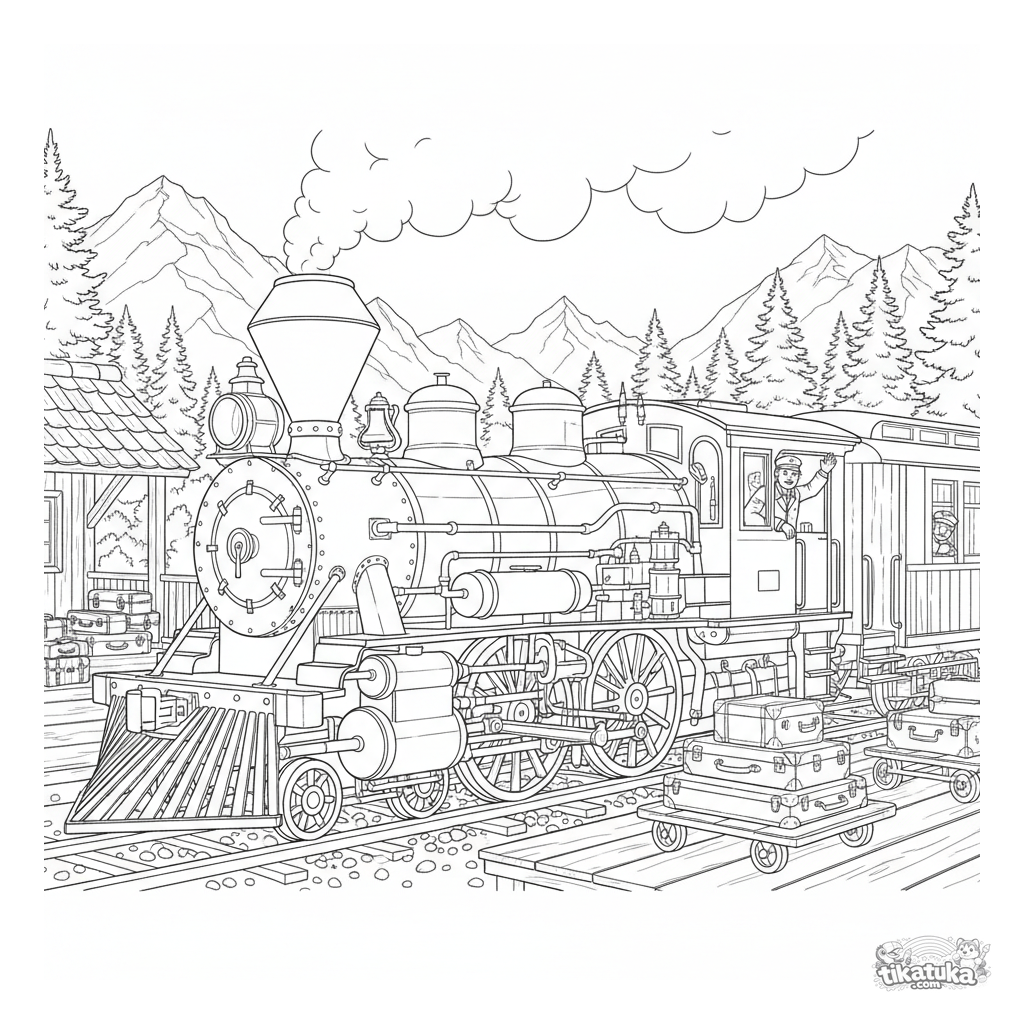 Trem a Vapor Vintage na Estação Montanhosa