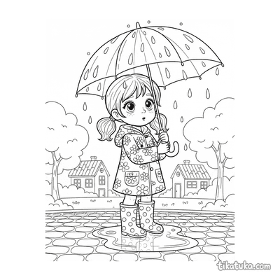 Menina pegando gotas de chuva