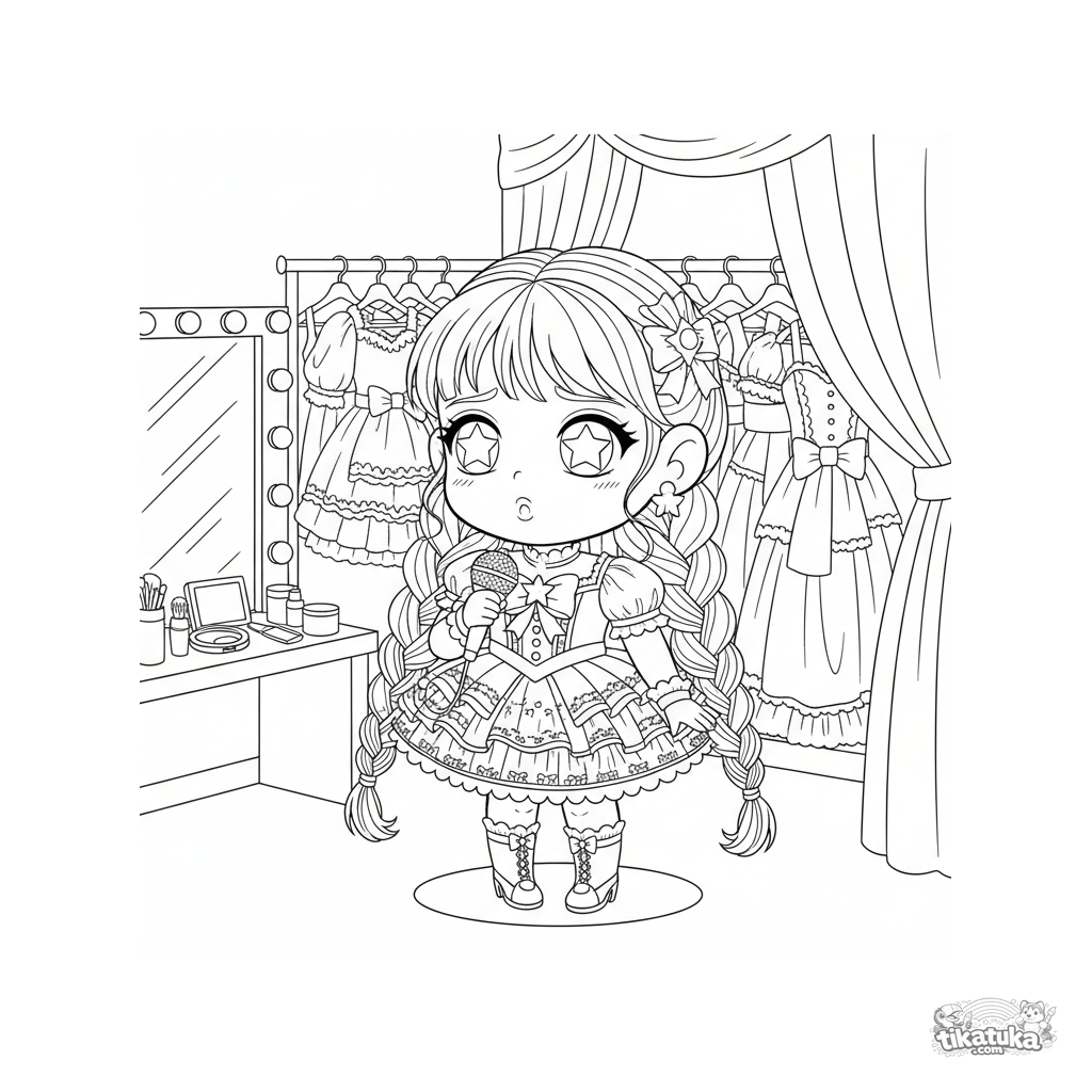 Cantora Idol Nos Bastidores Antes do Show com Microfone