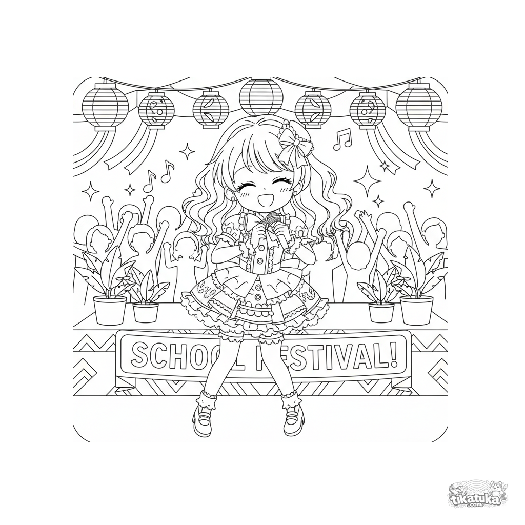 Idol Cantando no Palco do Festival Escolar