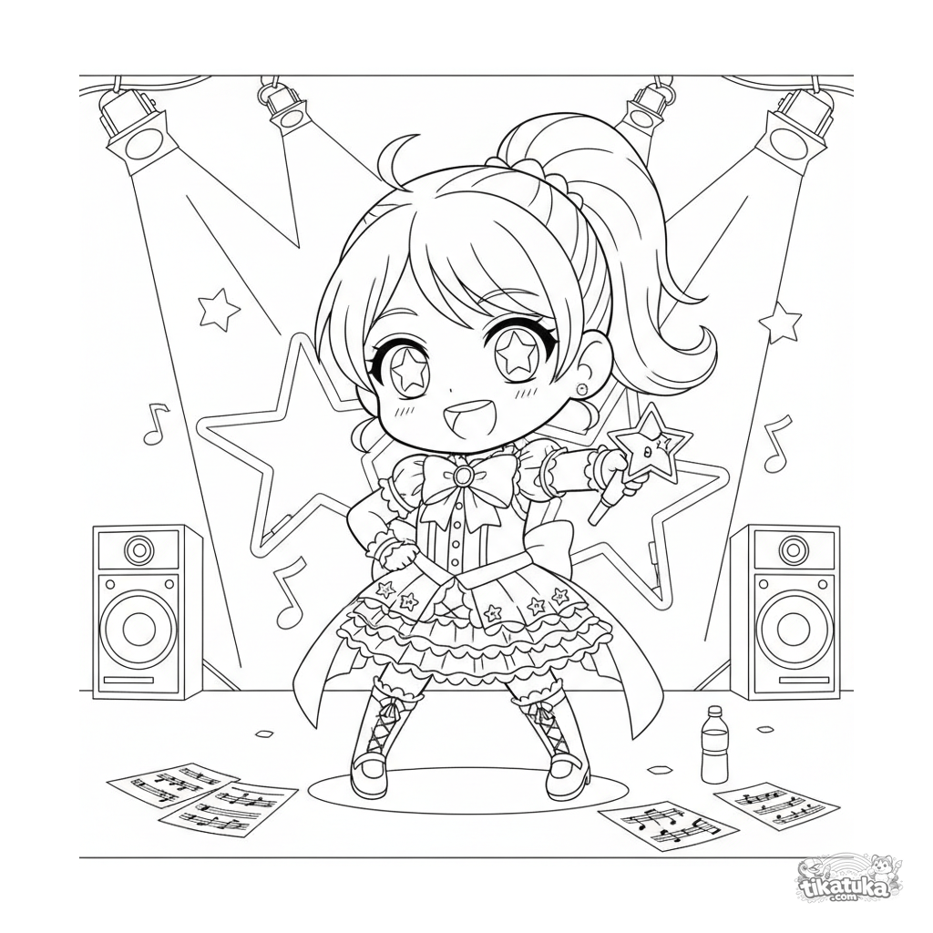 Cantora Idol Ensaiando no Palco com Luzes de Néon