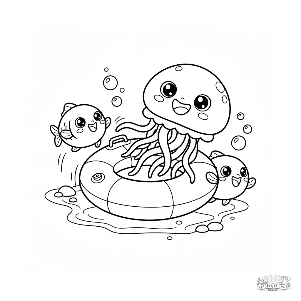 Água-viva e Peixes Brincando de Pega-Pega em Torno do Anel