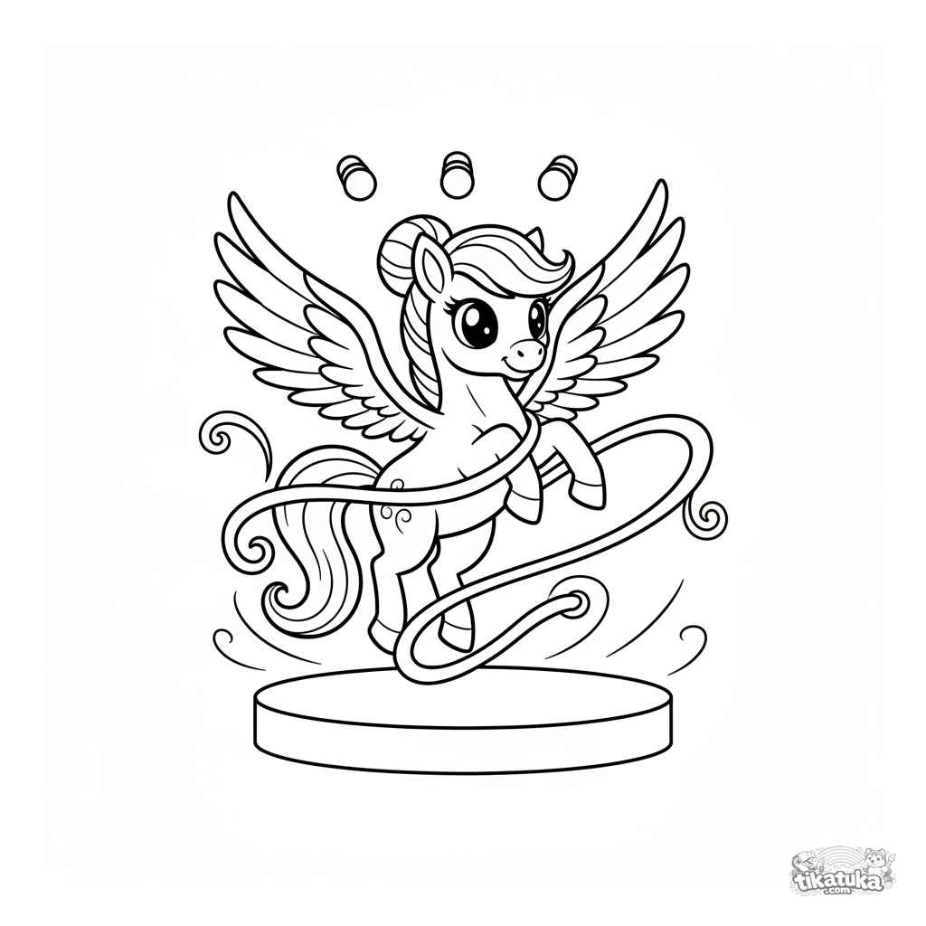 Pégaso acrobata com fita