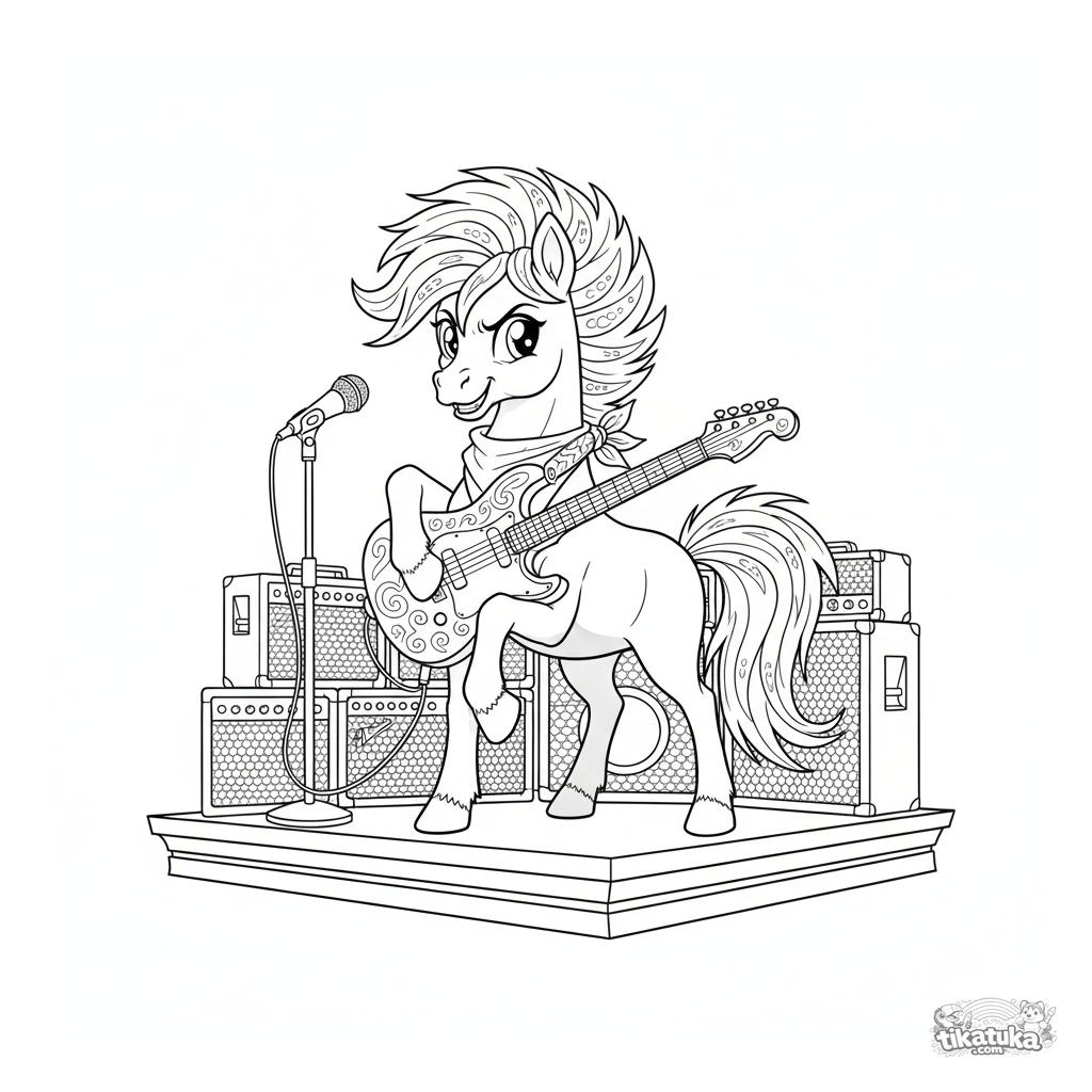 Pônei Cantora de Rock no Palco