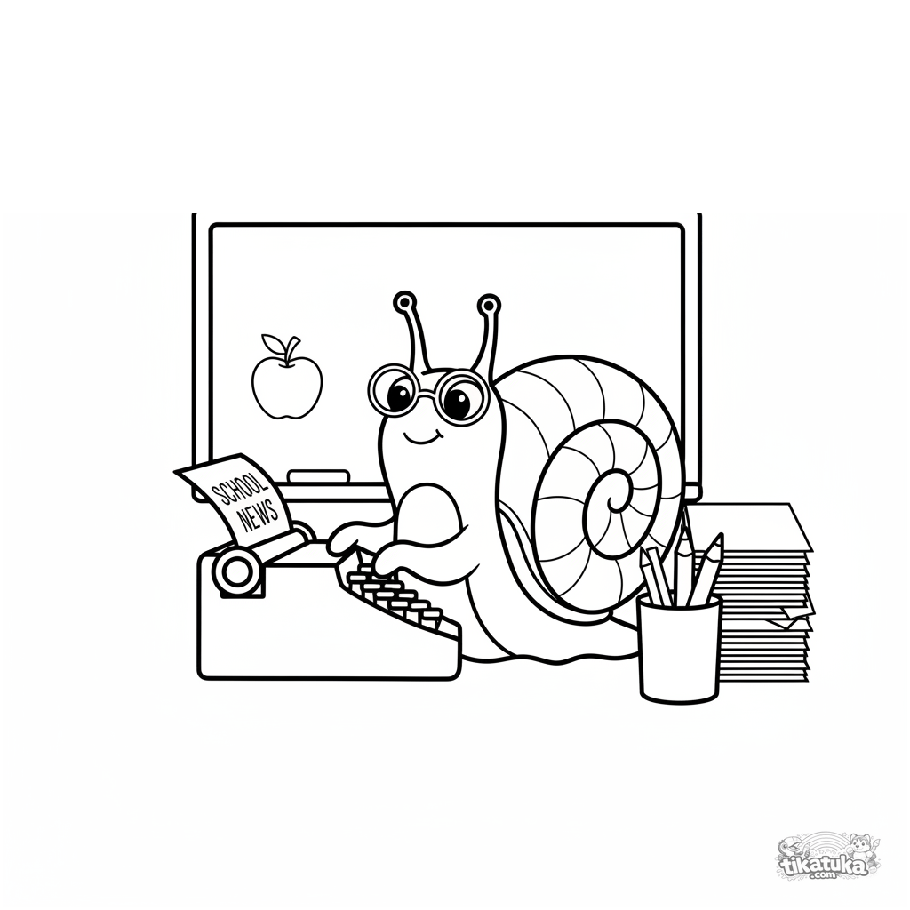 Secretária Escolar Caracol na Máquina de Escrever