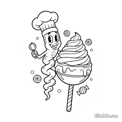 Micróbio espiral chef de sorvete