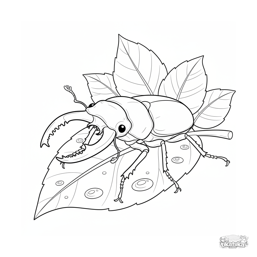 Besouro veado descansando na folha