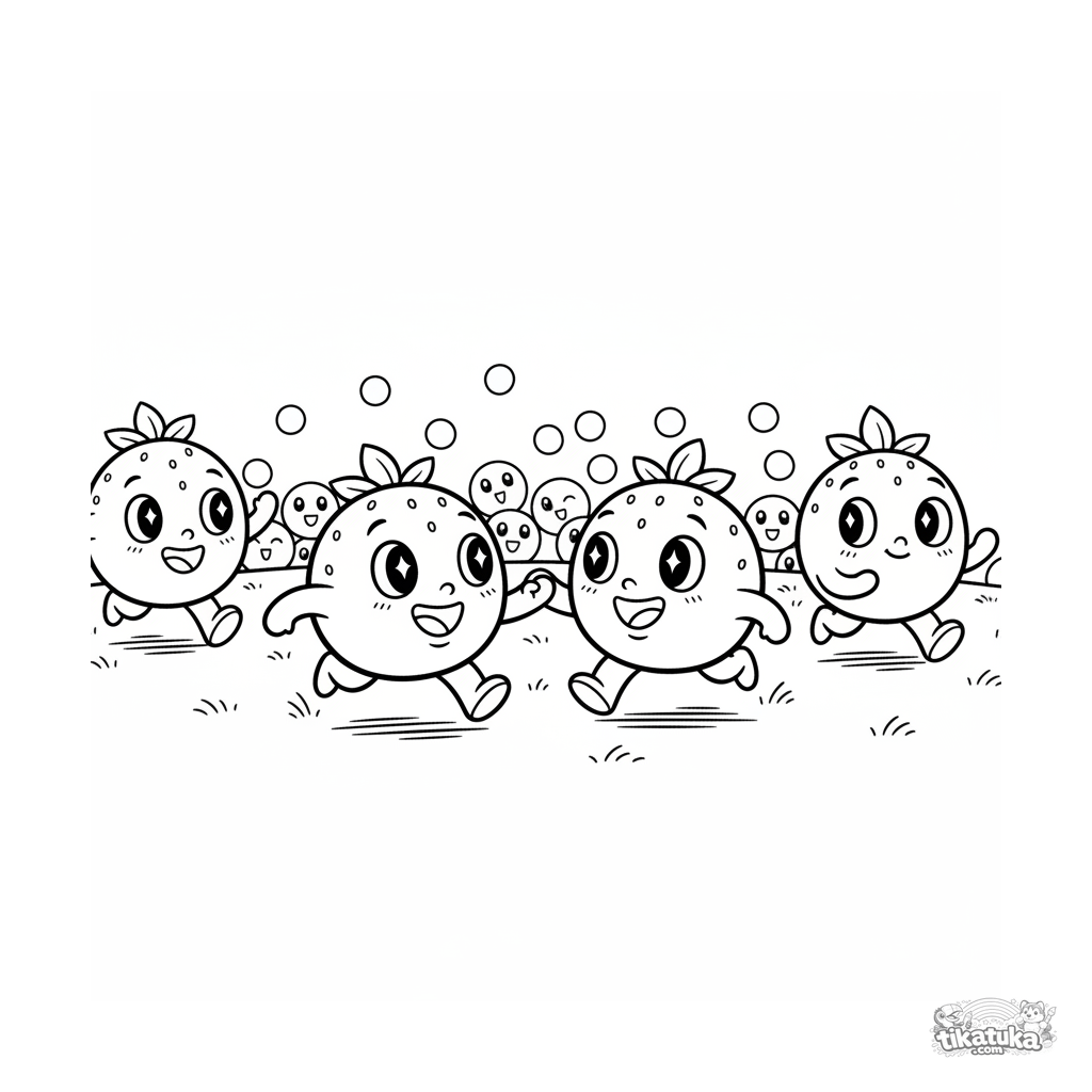 Amigos Mochi de Morango Brincando de Pega-Pega