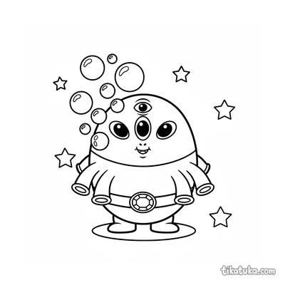 Alienzinho Flutuando com Bolhas