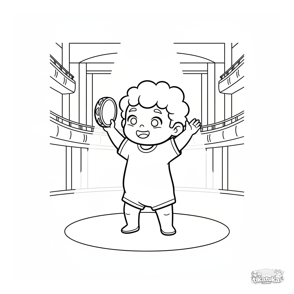 Criança com Pandeiro no Palco