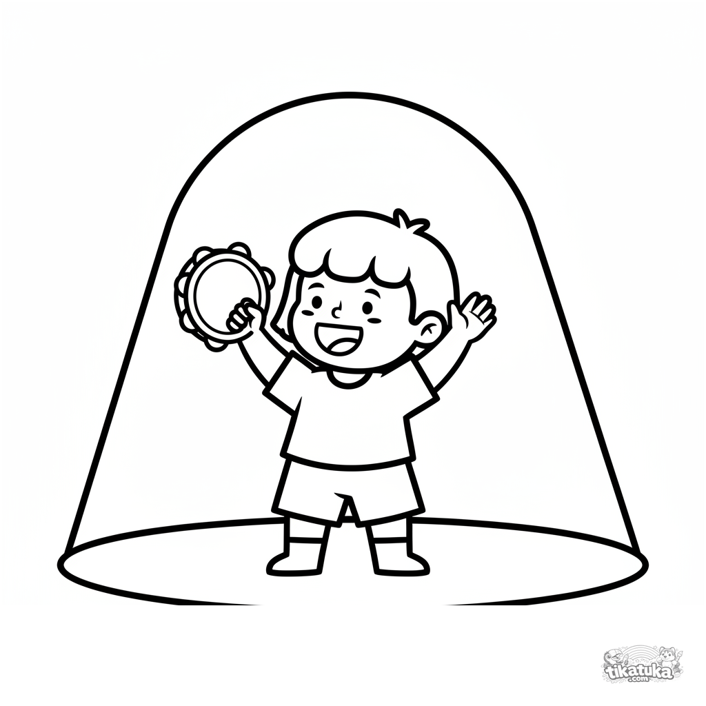 Criança com pandeiro no palco