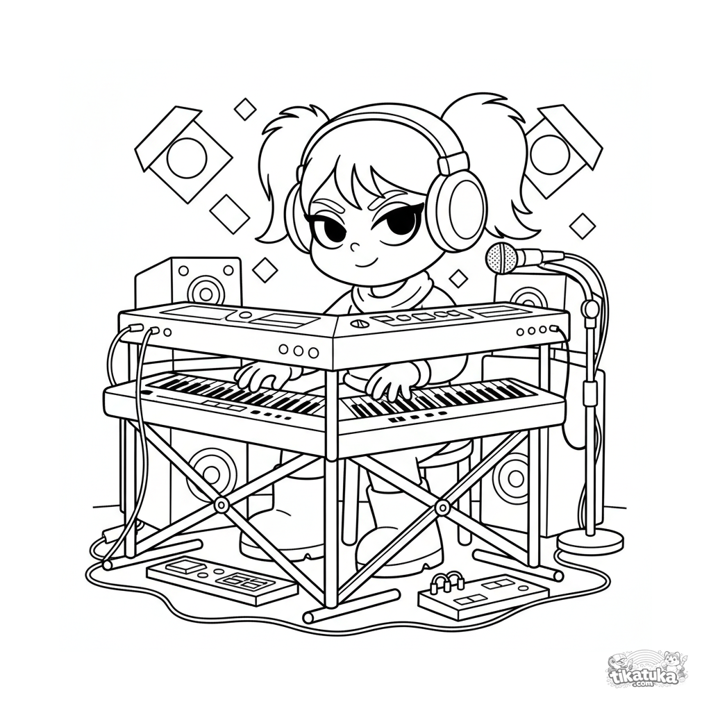 Tecladista com sintetizador no palco