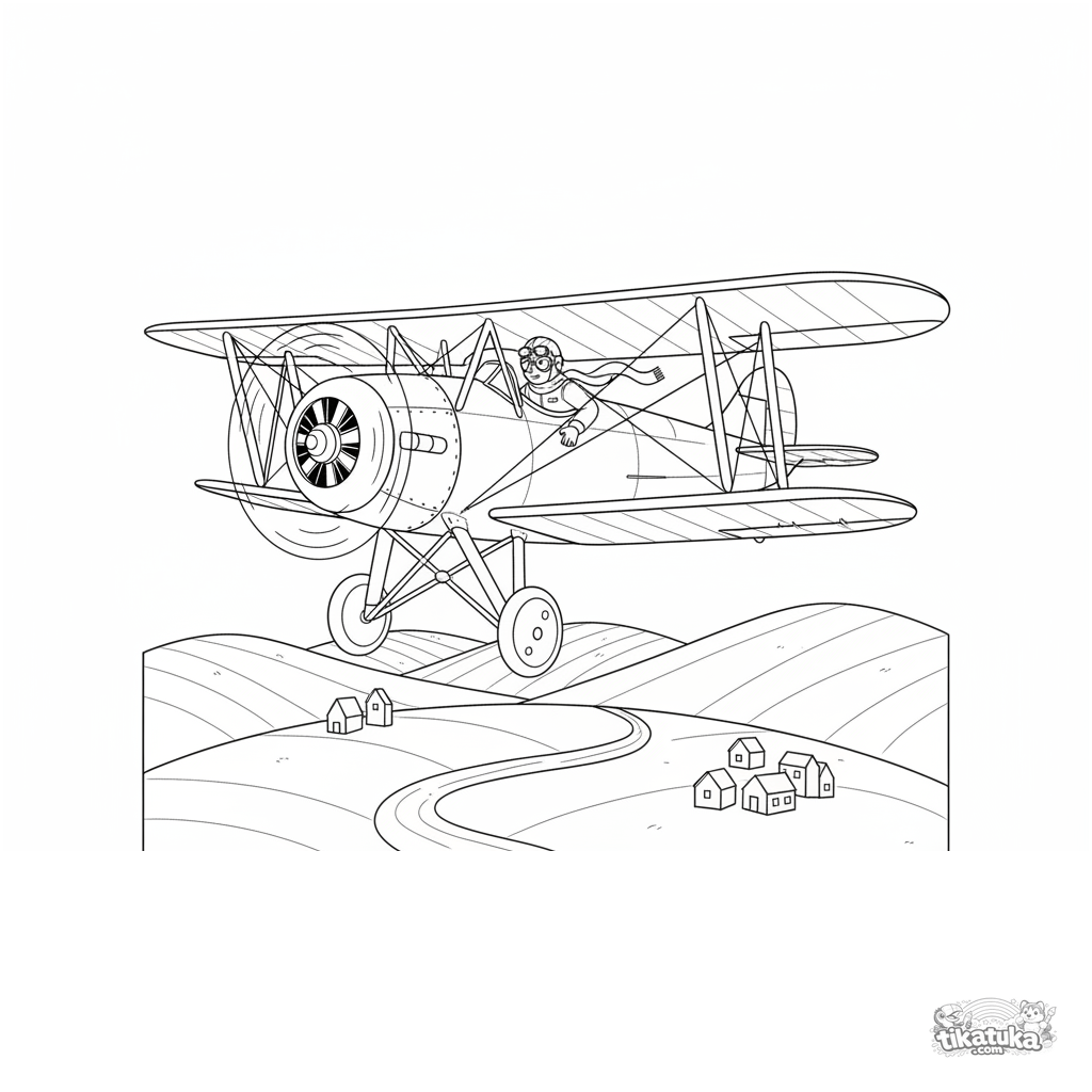 Biplano Vintage sobre Colinas