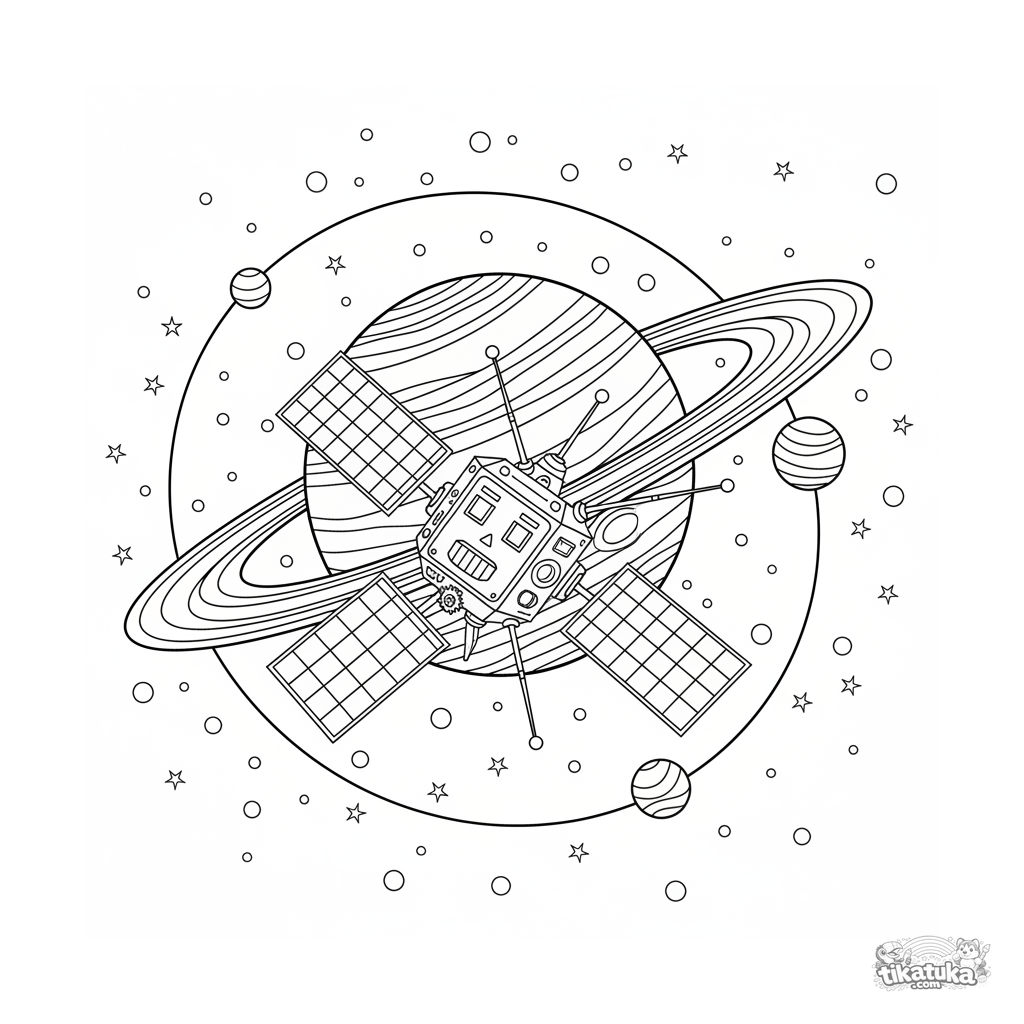 Sonda vintage orbitando gigante gasoso